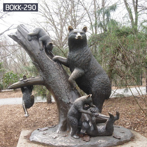 Large metal art fishing bear statue wildlife statues for sale