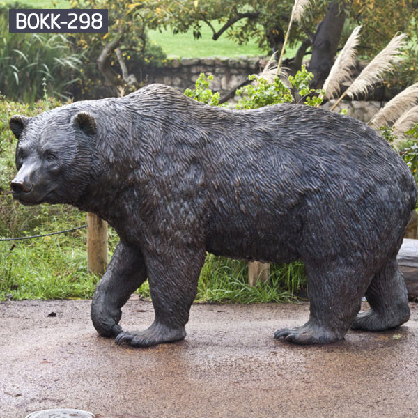 Large brass grizzly bear statue animal yard sculptures for sale