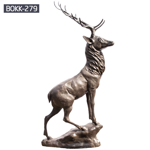 life size brass deer outdoor sculpture for garden decor
