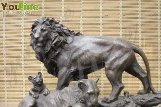 Garden Art Casting Bronze Lion and Cub Statue Design for Sale BOKK-863