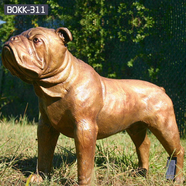 Custom life size bronze bulldog garden lawn statues for sale BOKK-311
