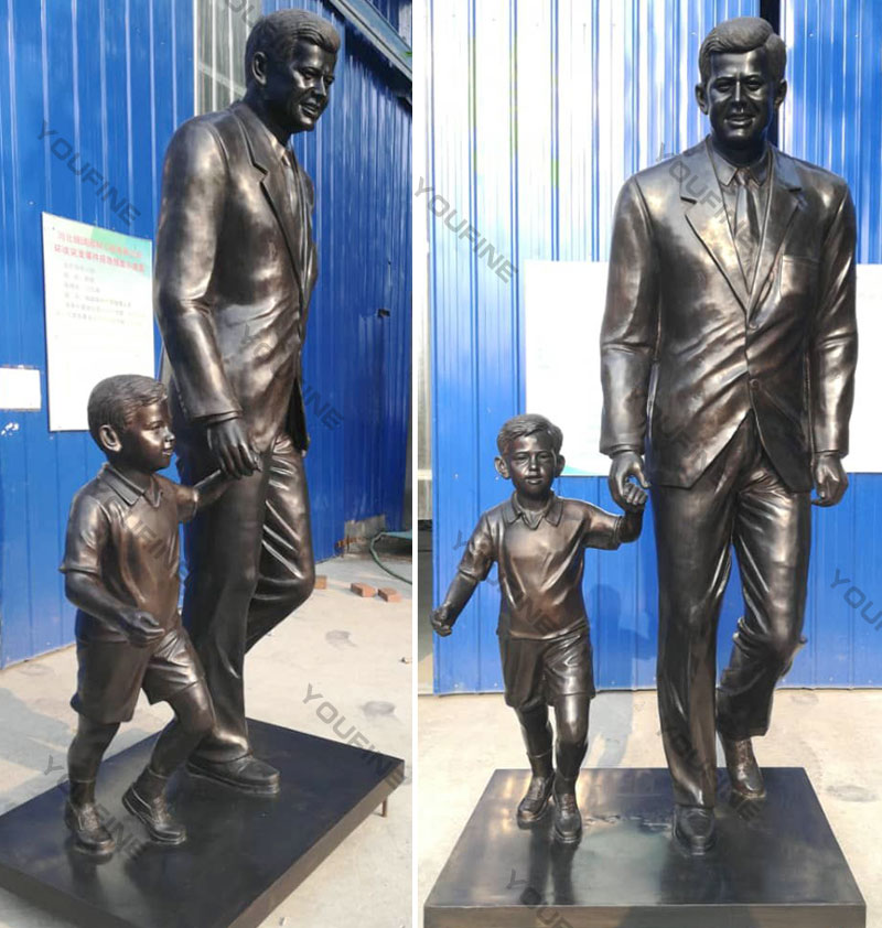 Custom made Kennedy and child personalized bronze memorial statues from a photo designs