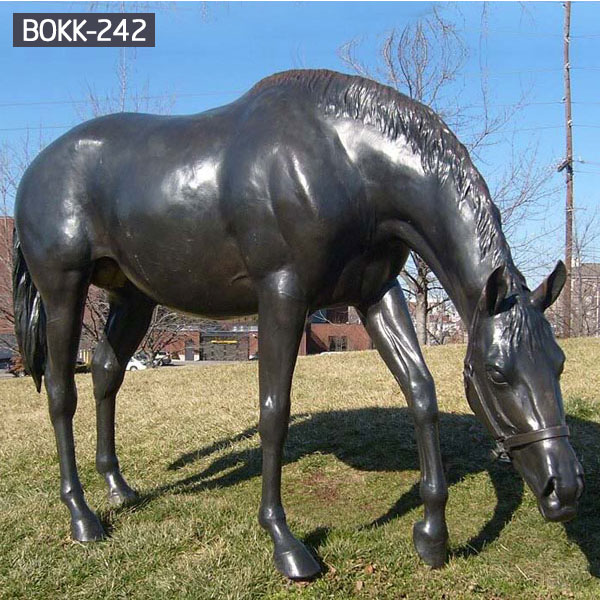 Full size bronze black horse grazing statues ebay BOKK-242