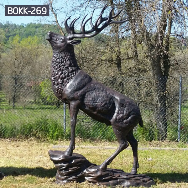 Large bronze stag statue garden outdoor decoration BOKK-269