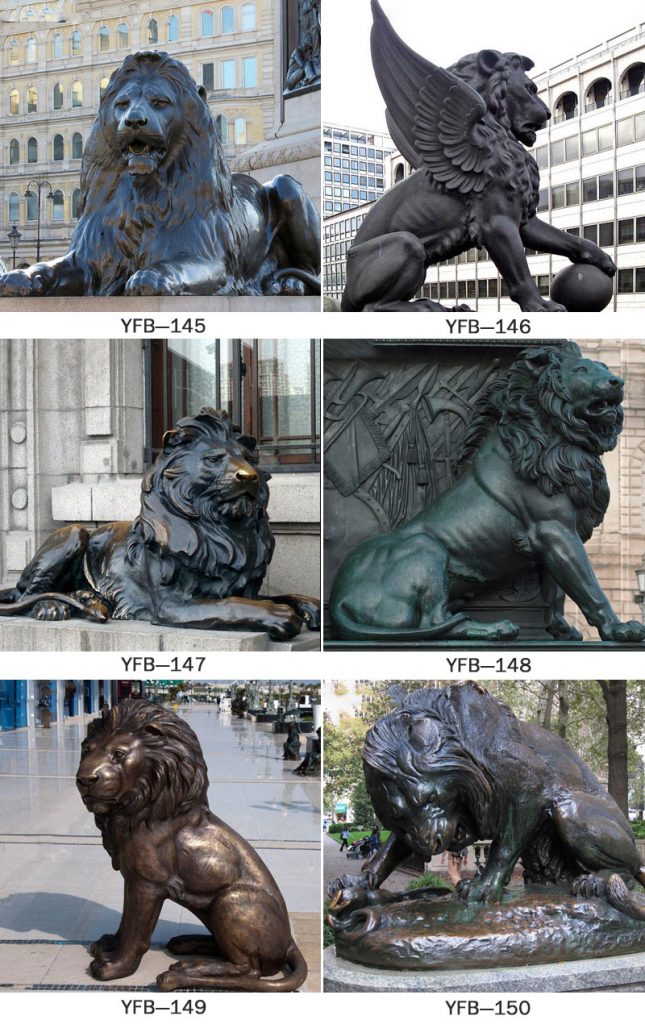 Life size antique bronze lion statue for garden outdoor