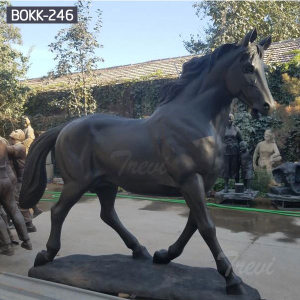 Life size black bronze running horse amimal statues outdoor garden decor BOKK-246