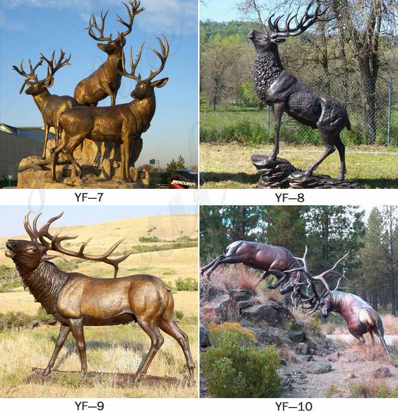 Outdoor Casting Life Size Bronze Elk Fight Statue