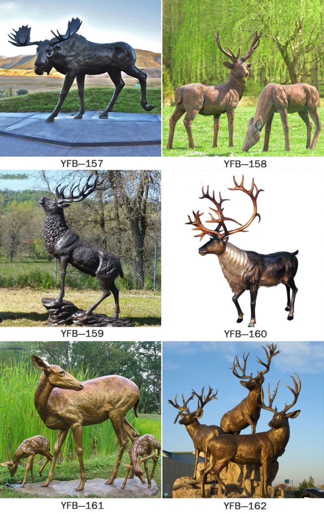 Outdoor bronze life size deer stag elk moose garden statues designs