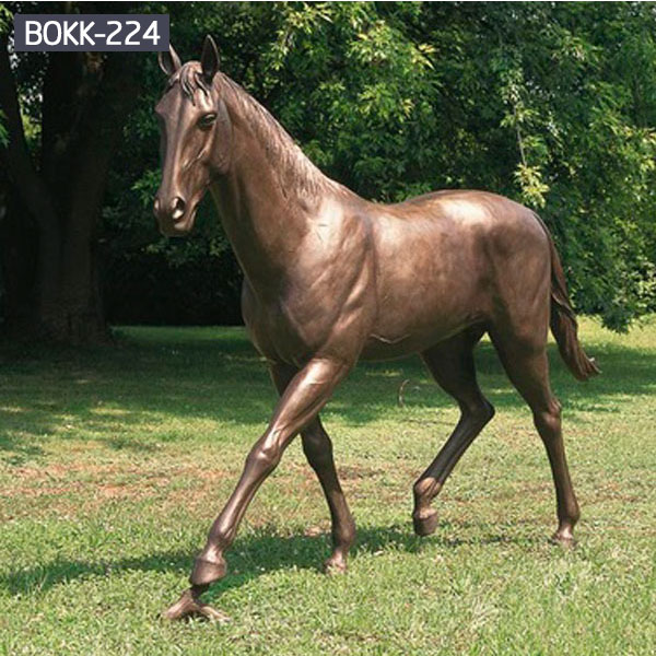 Outdoor standing horse wildlife statues golden bronze for lawn ornaments BOKK-224