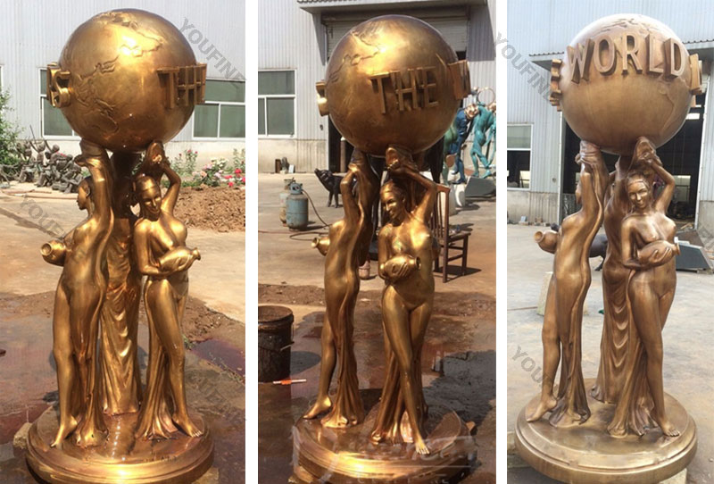 The world is yours famous life size outdoor garden bronze statues replica details