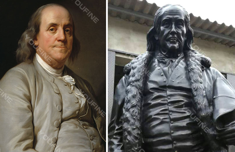 Custom life size Benjamin Franklin bronze sculpture from photo designs
