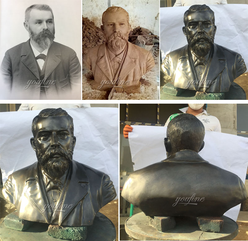 Custom made bronze bust head statues from a photo process
