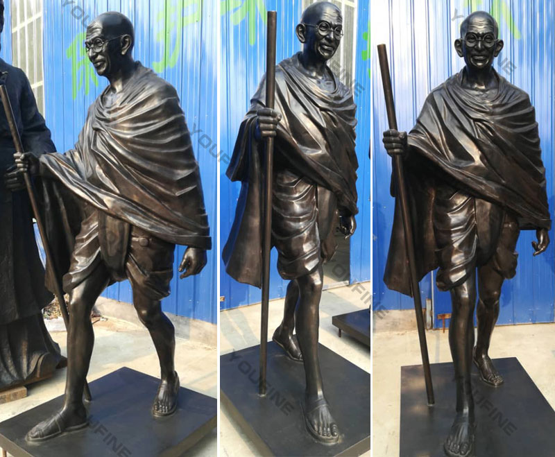 Custom made mohandas karamchand gandhi bronze life size sculpture from