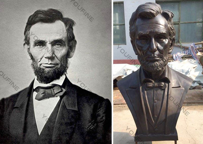 Famous bronze custom made bust statues of President lincoln from a photo for home decor