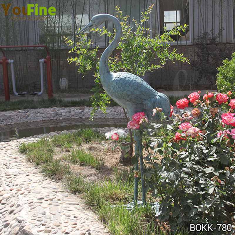 bronze crane sculpture