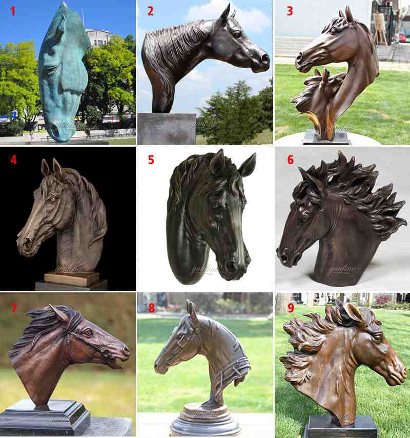 Antique Bronze Horse Head Statue,