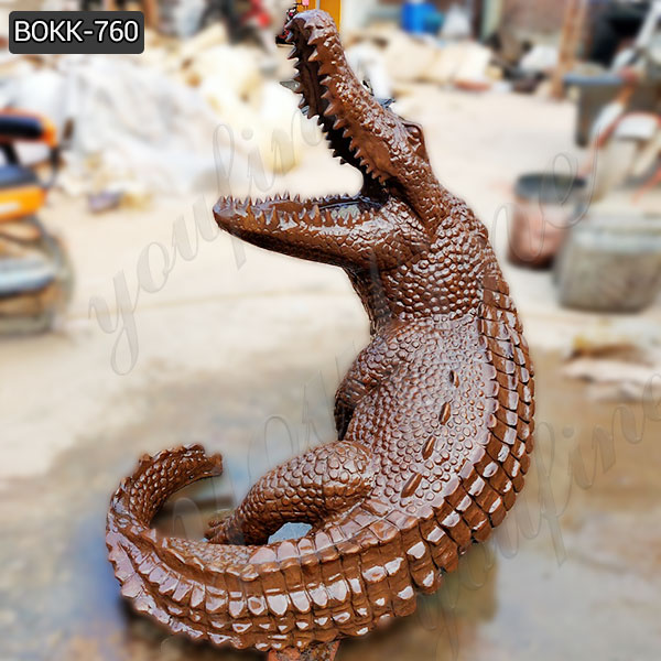 Casting Home Yard Decoration Bronze Crocodile Garden Sculpture Deals BOKK-760
