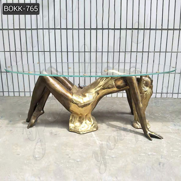 High-quality Solid Indoor Bronze Sexy Lady Coffee Table Sculpture Decor BOKK-765