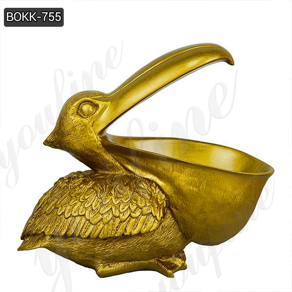 Wholesale Small Size Golden Bronze Pelican Statue for Decoration BOKK-755