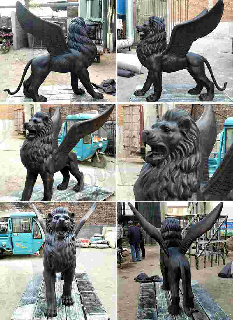 Bronze Flying Lion Sculpture