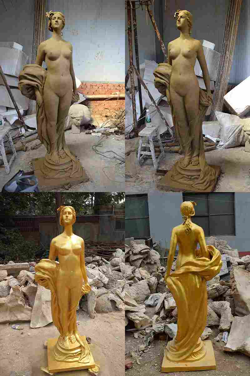 Golden Bronze Nude Women Sculptures