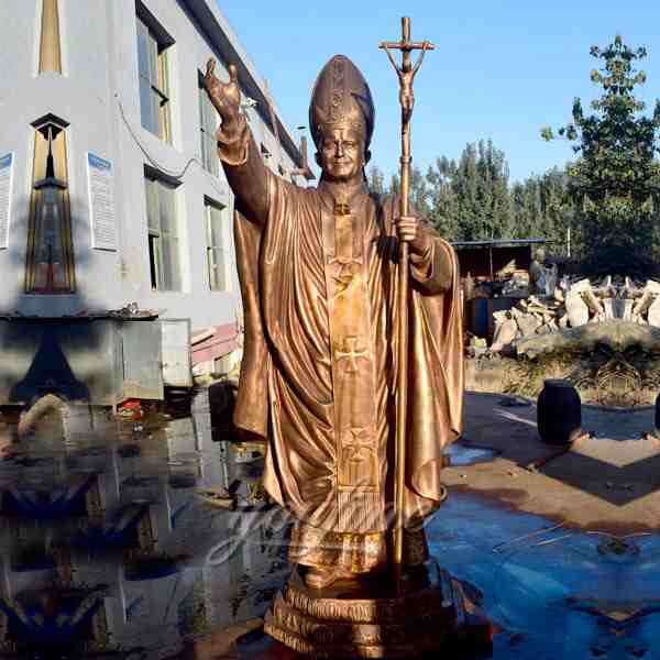 Guaranteed Catholic Life Size John Paul II Bronze Statue for Decor BOKK-489