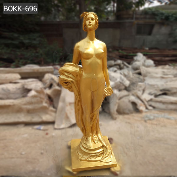 Hand Carved Beautiful Golden Bronze Nude Women Statue from Factory Supply BOKK-696