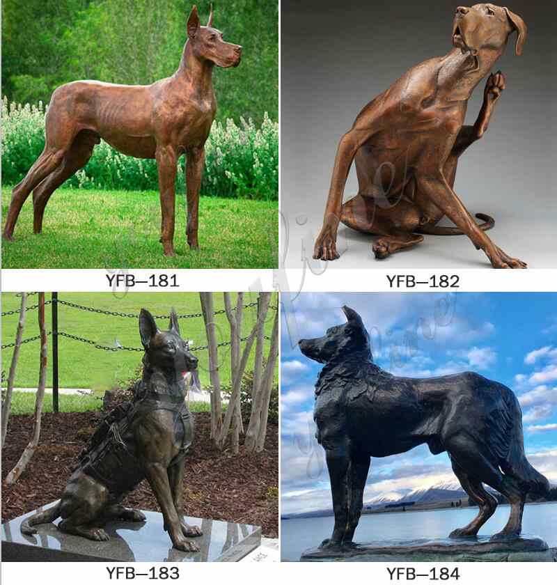 Bronze Dog Sculptures for Decor