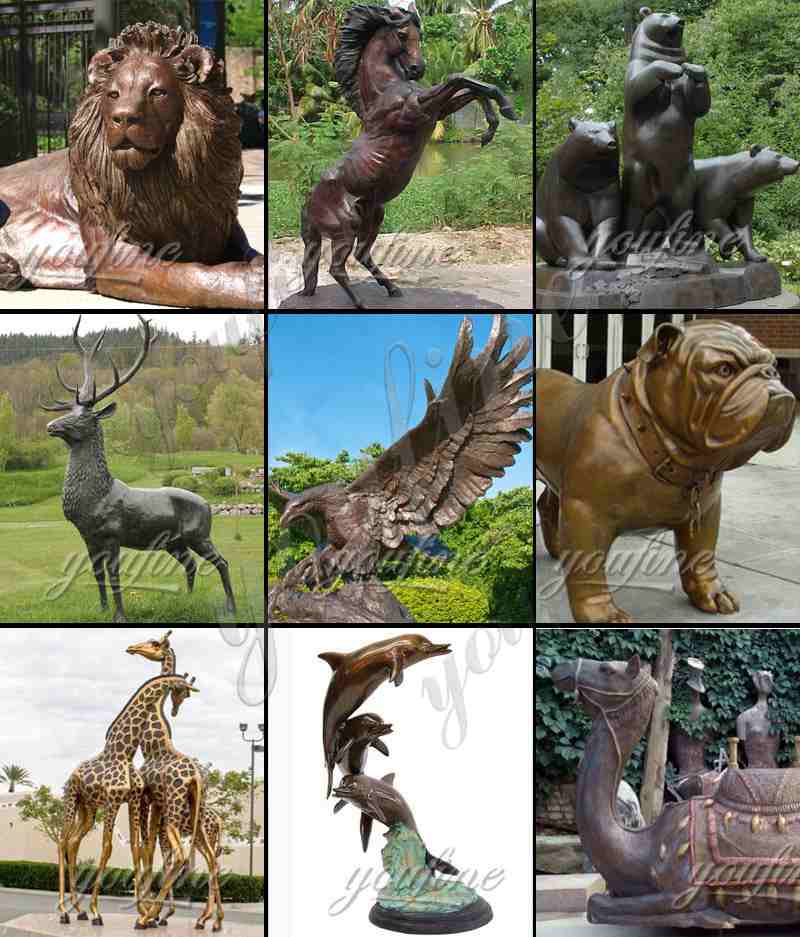 Life Size Antique Bronze Dog Sculptures