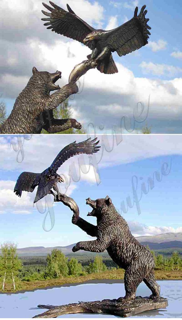 Large Size Bronze Bear and Eagle Statue for Sale BOKK292 Bronze