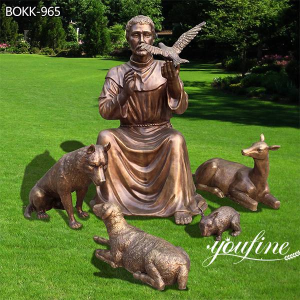 Bronze St Francis of Assisi and Animal Statue for Sale BOKK-965