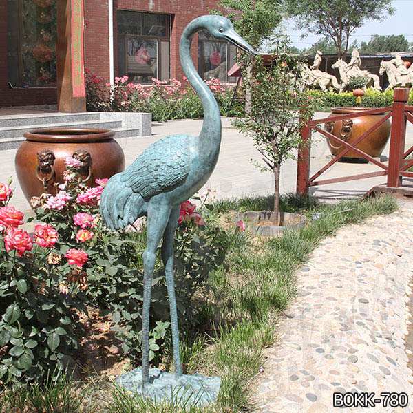 Life Size Bronze Crane Sculptures Garden Decoration for Sale BOKK-780