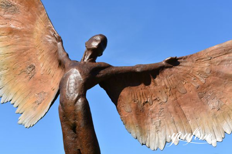 'Icarus I (Bronze Flying Winged Boy garden sculpture)' by Nicola Godden
