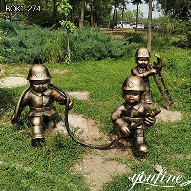 Little Boy Bronze Fireman Statue for Garden for Sale BOK1-274