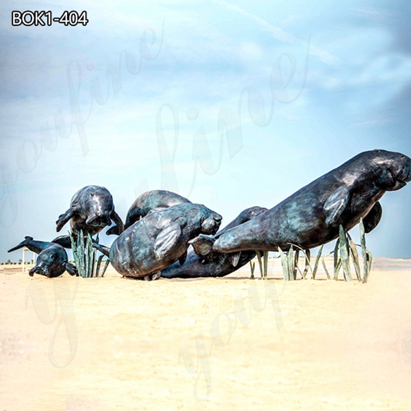 Large Vivid Bronze Seal Sculpture Group Supplier BOK1-404