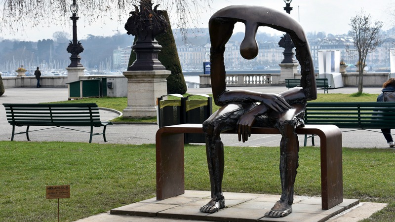 Modern Bronze Melancholy Sculpture Replica for Sale 