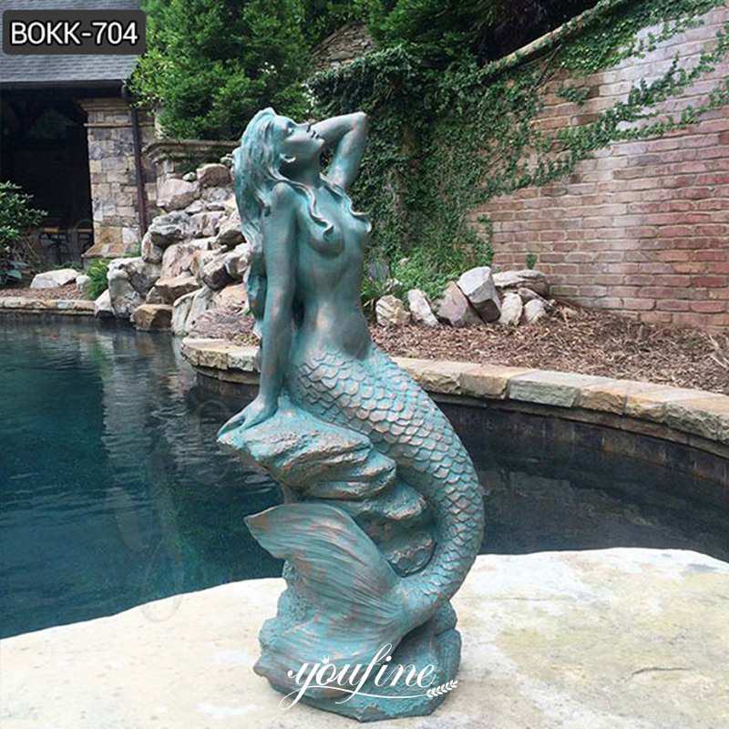 Life Size Bronze Mermaid Statues with Patina Color