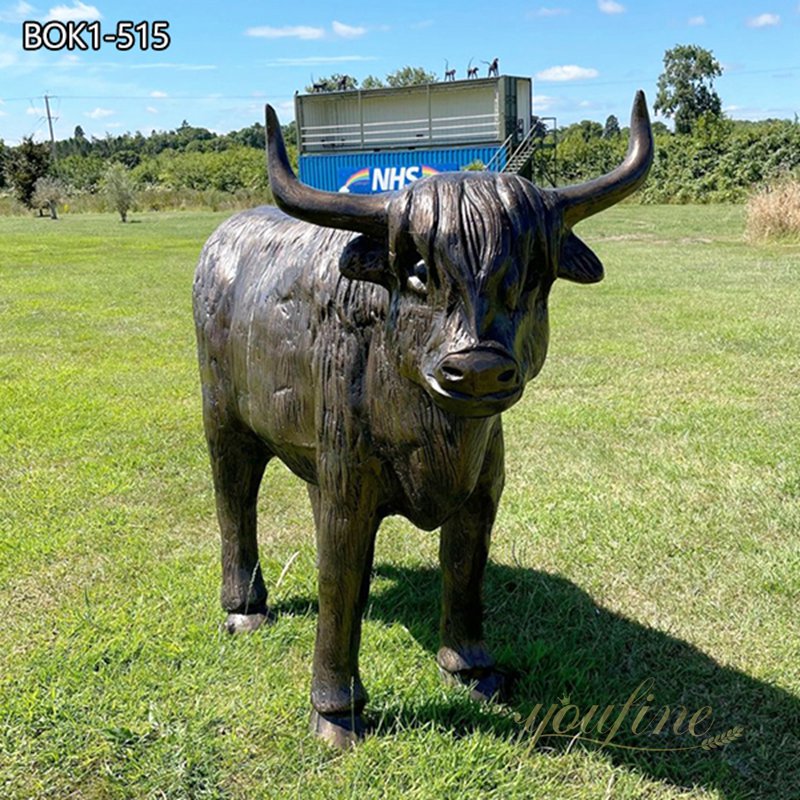 High Quality Freestanding Bronze Highland Cow Garden Sculpture