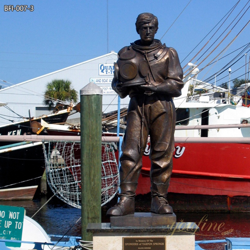 Fine Cast Custom Bronze Deep Sea Diver Statue for Sale