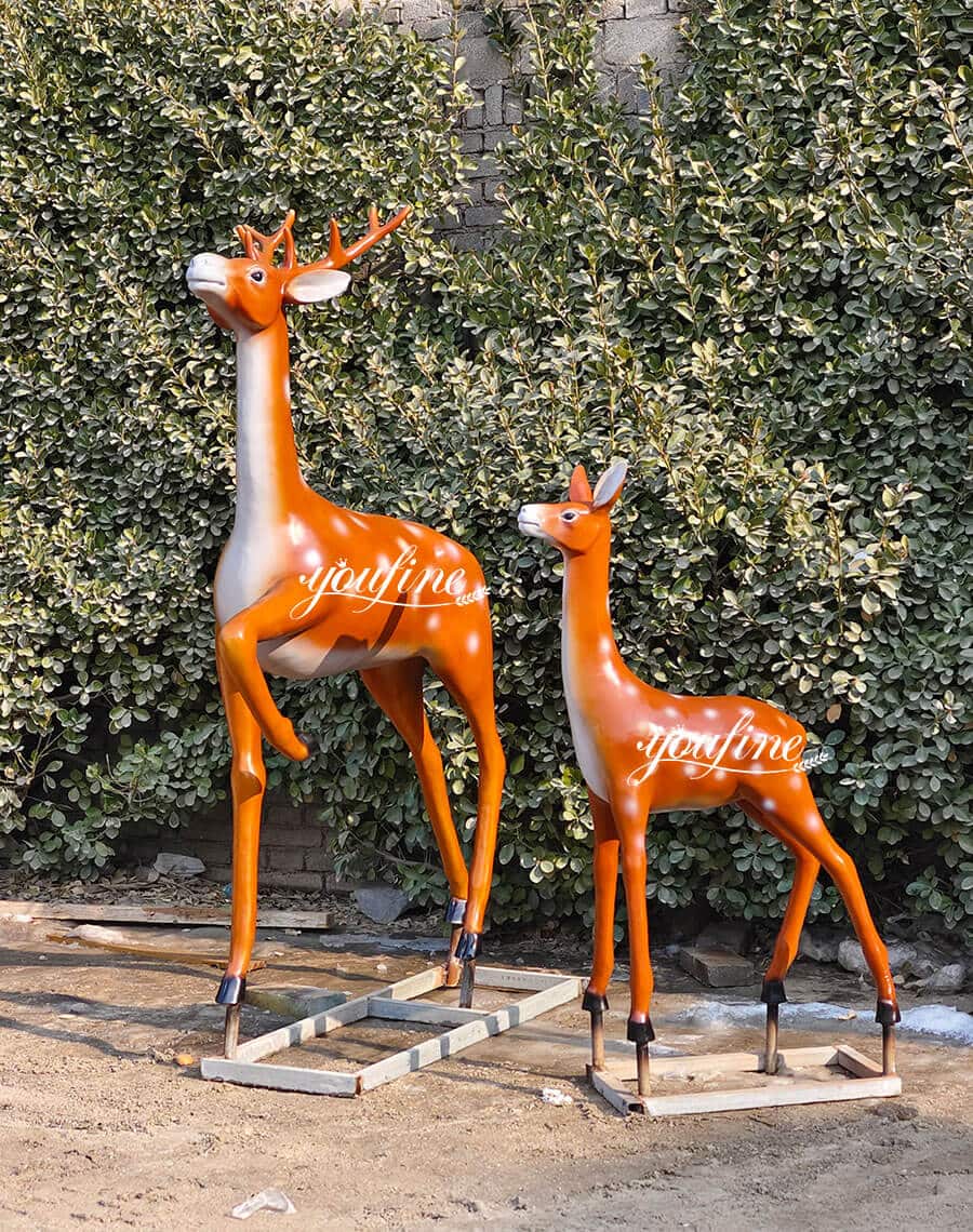 bronze sika deer statue