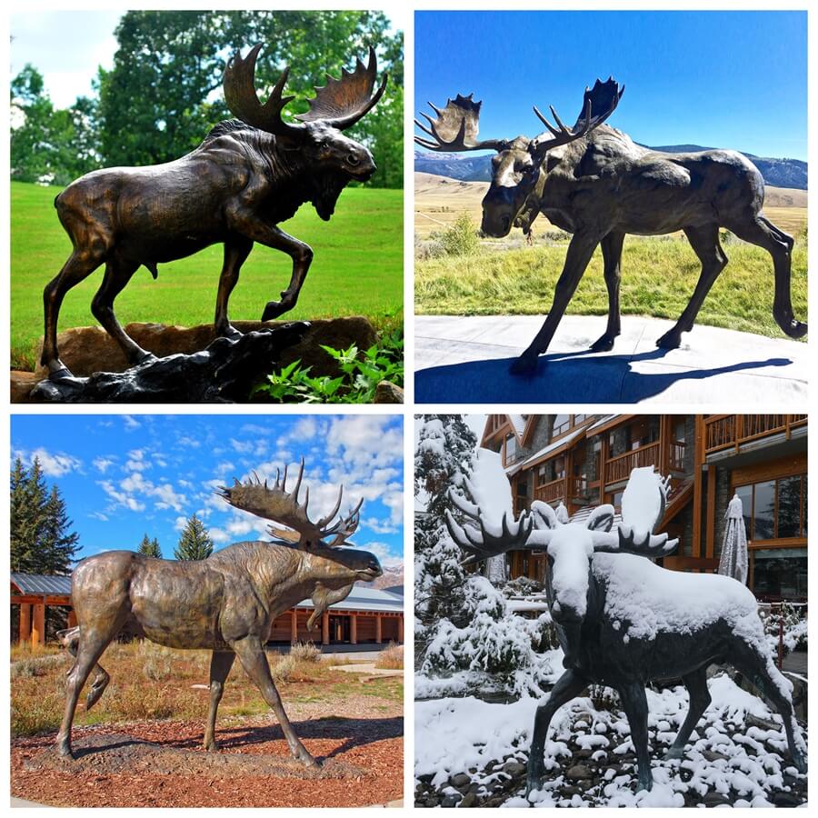 outdoor bronze moose statues