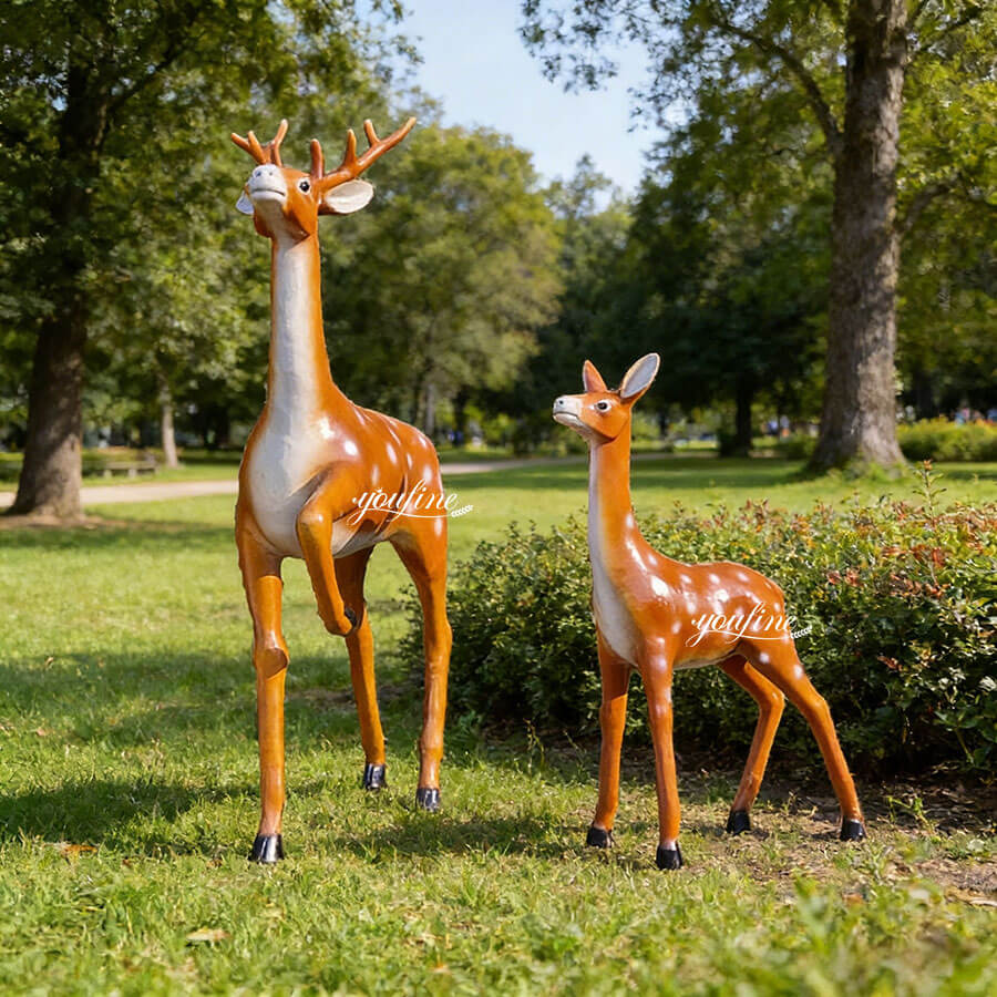 Elegant Bronze Sika Deer Statue for Garden and Outdoor