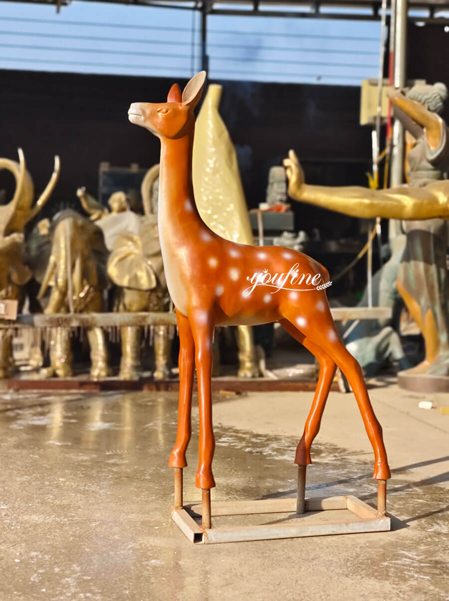 elegant bronze sika deer statue