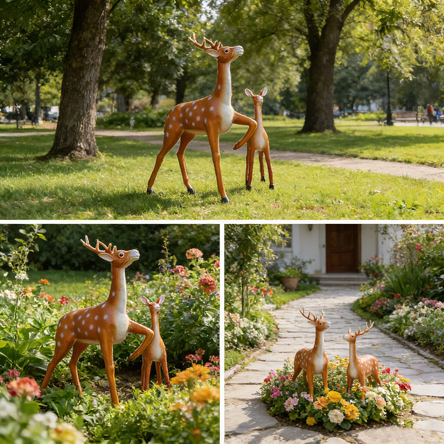 bronze sika deer for garden